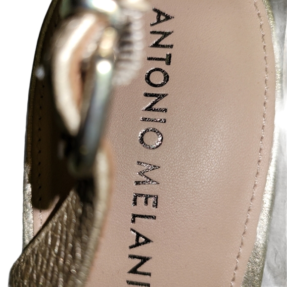 Antonio Melani Gold Wedge Peep Toe Heels 10